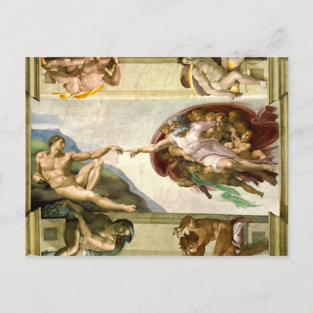 Die Gründung von Adam durch Michelangelo Kunst Postkarte (Vorderseite)