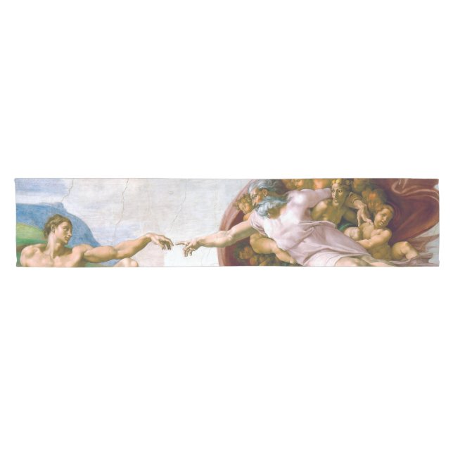 Die Gründung von Adam, Michelangelo Kurzer Tischläufer (Horizontal)