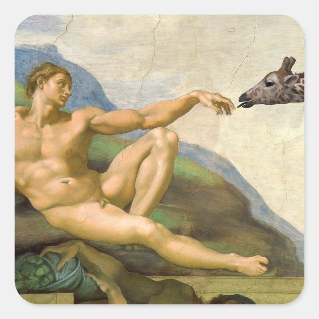 Die Gründung von Adam Parody Quadratischer Aufkleber (Vorderseite)