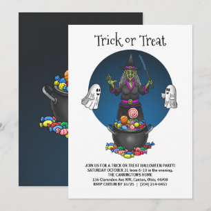 Die Grüne Hexe's Trick-or-Treat-Halloweenparty Einladung