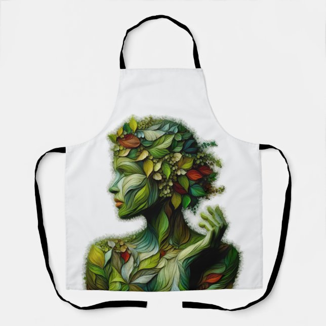 Die grüne Lady - weißer Hintergrund Schürze (Vorderseite)