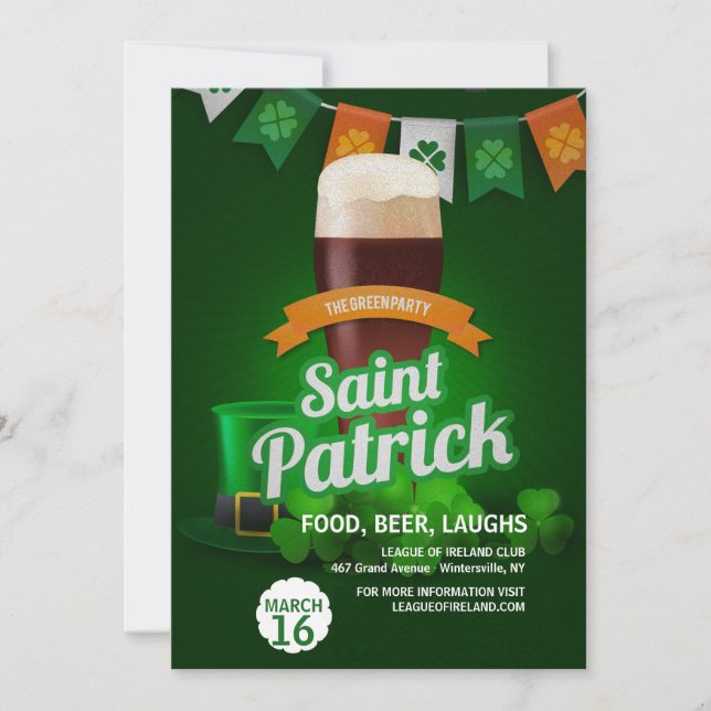 Die Grüne Partei St. Patrick's Day Einladung (Vorderseite)