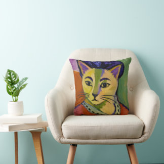 Die Grüne Streifenkatze – Fauvistischer Matisse-In Kissen