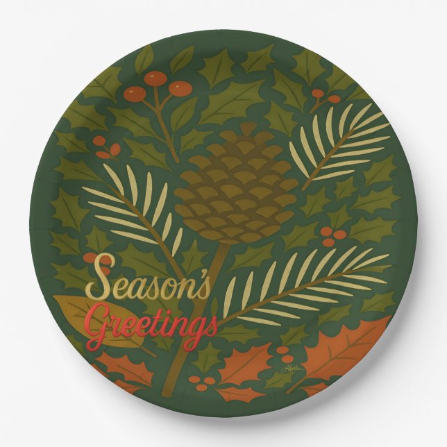 Die Grüße der Herbst- und Winterferien-Saison Pappteller (Vorderseite)
