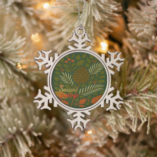 Die Grüße der Herbst- und Winterferien-Saison Schneeflocken Zinn-Ornament