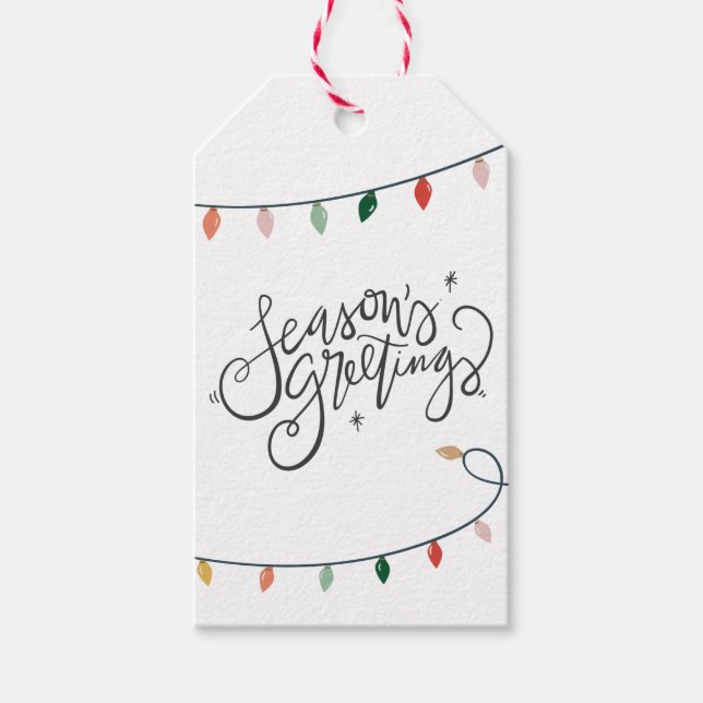 Die Grüße der Jahreszeit farbenfrohe Lichterfolge Geschenkanhänger (Vorderseite)