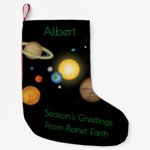 "Die Grüße der Jahreszeit vom Planeten Erde" Kosmi Kleiner Weihnachtsstrumpf