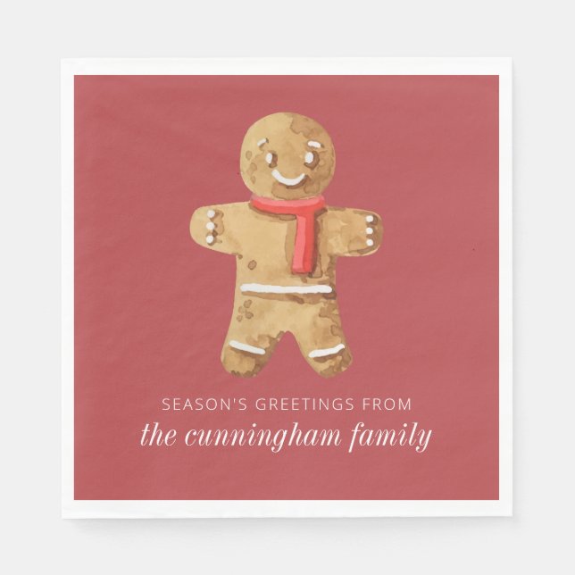 Die Grüße der Jahreszeit Wasserfarbe Lebkuchen Man Serviette (Vorderseite)