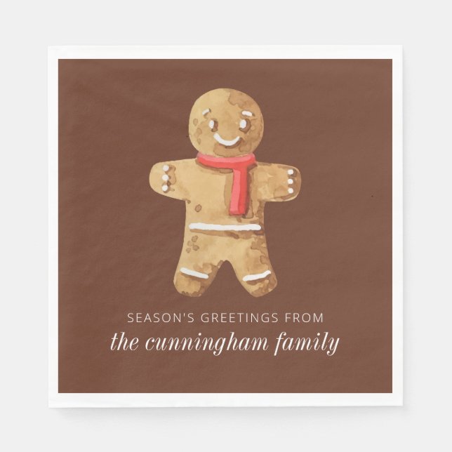 Die Grüße der Jahreszeit Wasserfarbe Lebkuchen Man Serviette (Vorderseite)