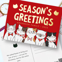 Die Grüße der Saison Funny Niedlich Cats Caroling