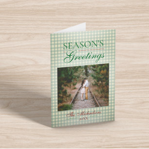 Die Grüße der Saison Gingham Weihnachten Karte