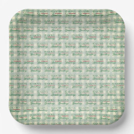 Die Grüße der Saison Gingham Weihnachten Pappteller
