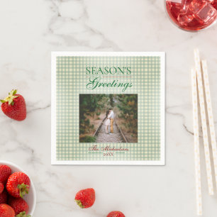 Die Grüße der Saison Gingham Weihnachten Serviette