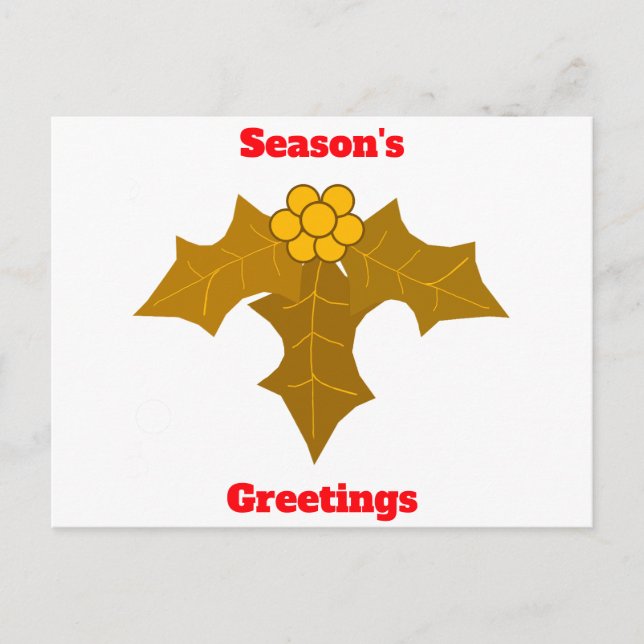 Die Grüße der Saison Gold Holly Postkarte (Vorderseite)
