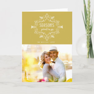 Die Grüße der Saison Gold Vintagen Deko Foliage Fo Feiertagskarte