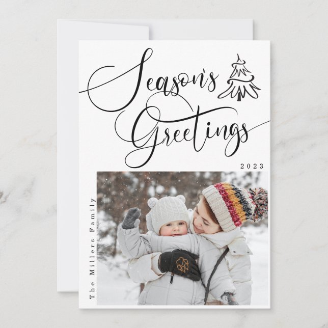 Die Grüße der Saison Moderne 2-Foto-Ferienkarte Einladung (Vorderseite)