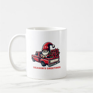 Die Grüße der Saison Poinsettia Gnome in Red Truck Kaffeetasse