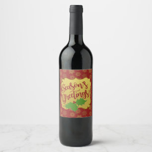 Die Grüße der Saison! Red Gold Snowflakes-Label Weinetikett