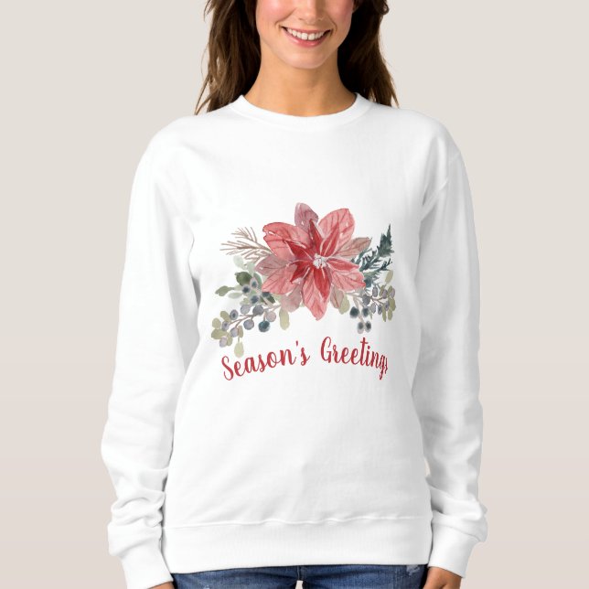Die Grüße der Saison Red Poinsettia Sweatshirt (Vorderseite)