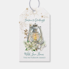 Die Grüße der Saison White Poinsettia Familienname Geschenkanhänger