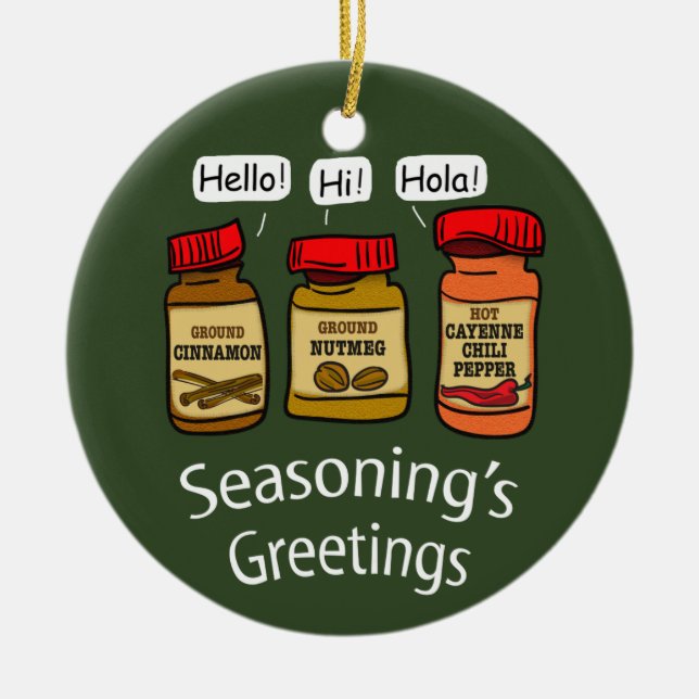 Die Grüße des Seasonings Funny Holiday Pun Keramikornament (Vorne)
