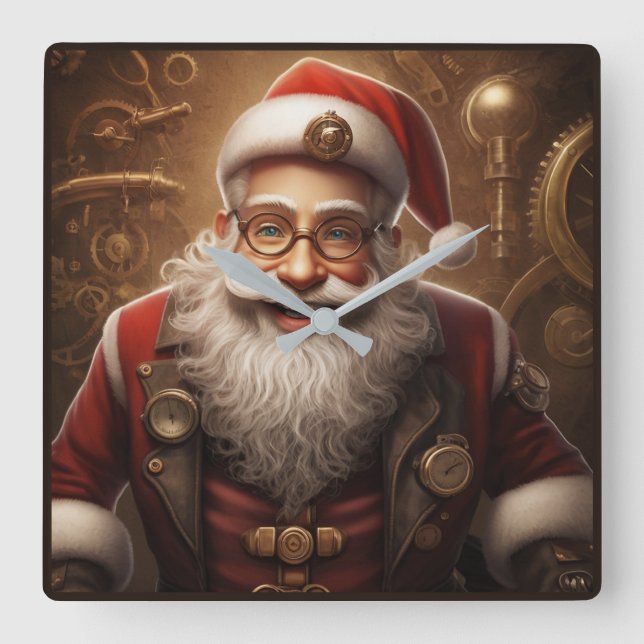 Die Grüße des Weihnachtsmanns Quadratische Wanduhr (Vorderseite)