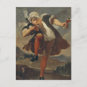 Die gute Flasche, das Zeichen des Weinhändlers Postkarte