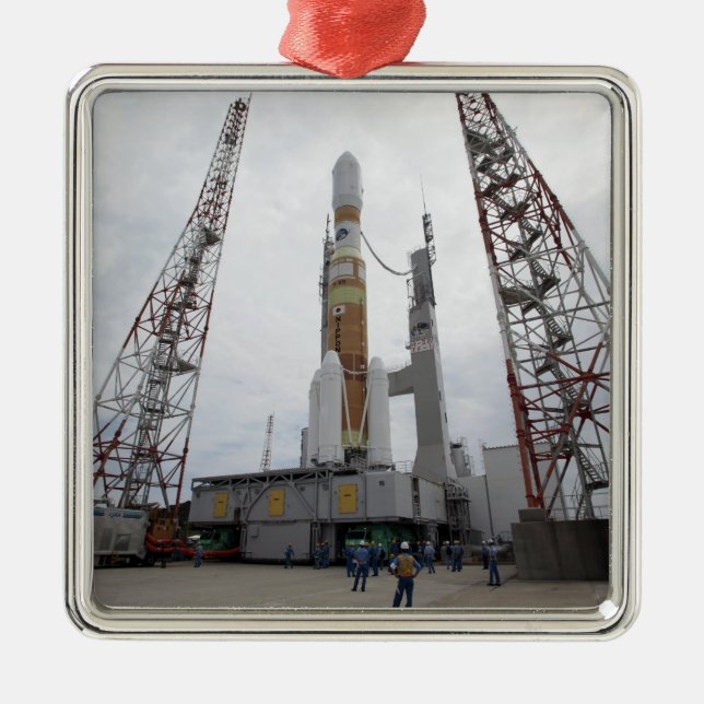 Die H-IIB-Rakete auf dem Ladestreifen Silbernes Ornament (Vorne)
