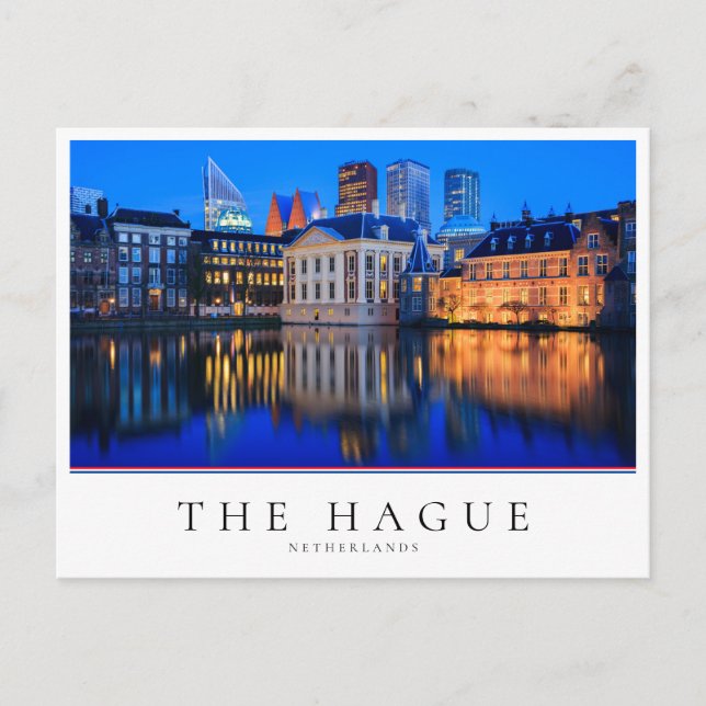 Die Haager Skyline zur blauen Stunde in den Nieder Postkarte (Vorderseite)