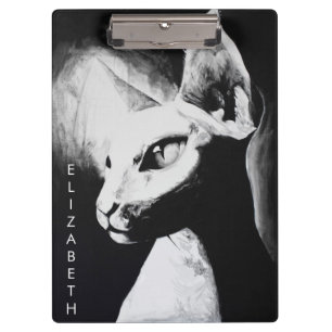 Die haarlose Sphynx-Katze Schwarz & Weiß Original  Klemmbrett