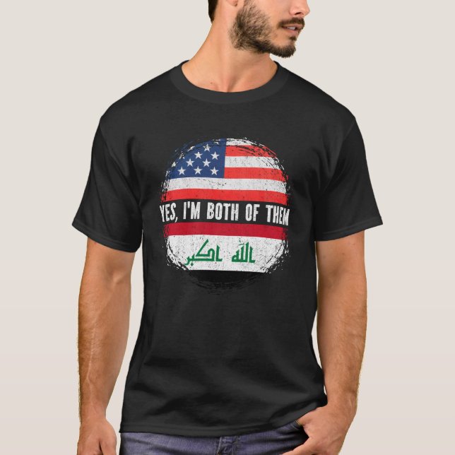 Die halbe amerikanische Halbe-Flagge Irakischer US T-Shirt (Vorderseite)