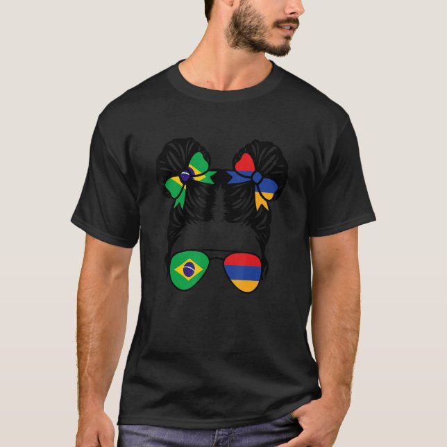 Die Hälfte Brasiliens der Hälfte des armenischen M T-Shirt (Vorderseite)