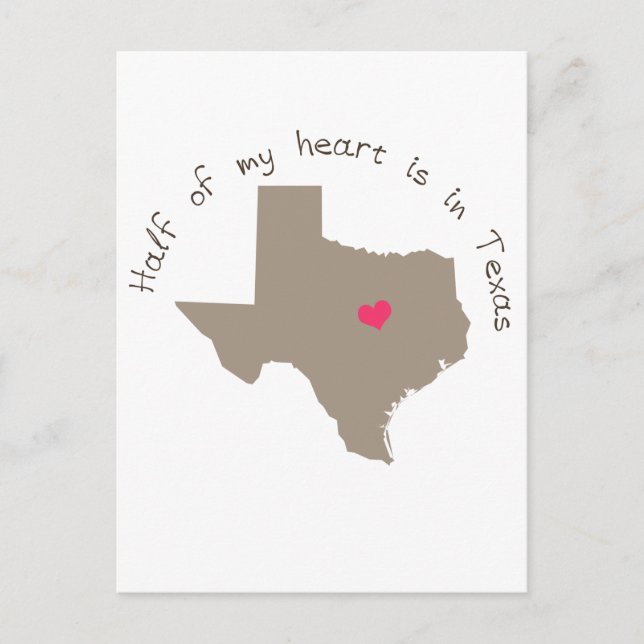 Die Hälfte meines Herzens ist in Texas Postkarte (Vorderseite)