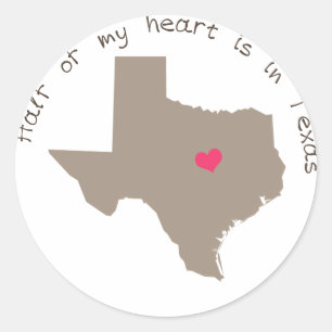 Die Hälfte meines Herzens ist in Texas Runder Aufkleber