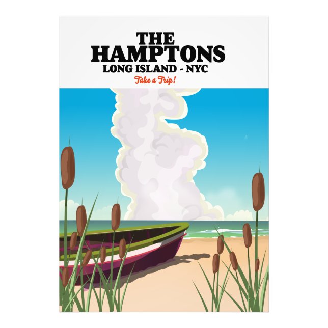 Die Hamptons Langinsel NYC, Reiseplakat. Fotodruck (Vorne)
