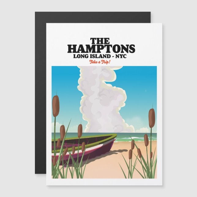 Die Hamptons Langinsel NYC, Reiseplakat. Magnetkarte (Vorne/Hinten)