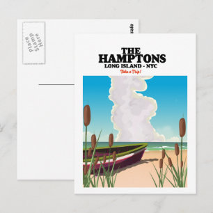 Die Hamptons Langinsel NYC, Reiseplakat. Postkarte