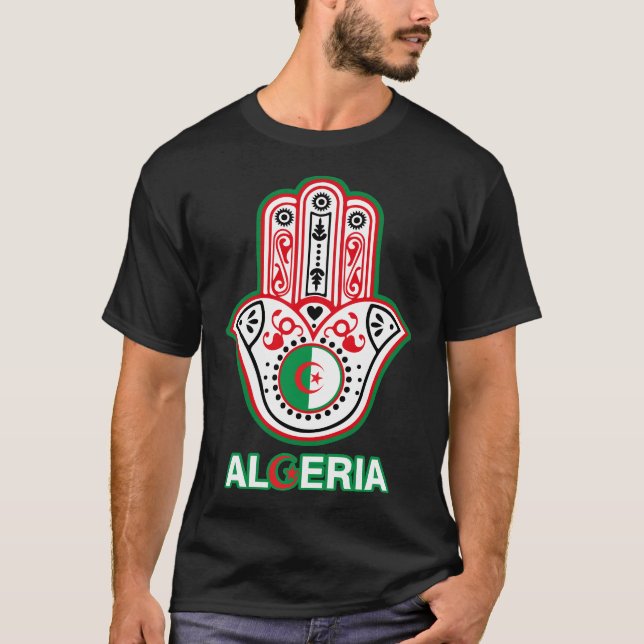 Die Hand von Fatma ELKHAMSSA und algerische Flagge T-Shirt (Vorderseite)