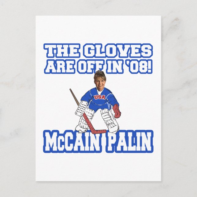 Die Handschuhe sind vor McCain Palin Postkarte (Vorderseite)