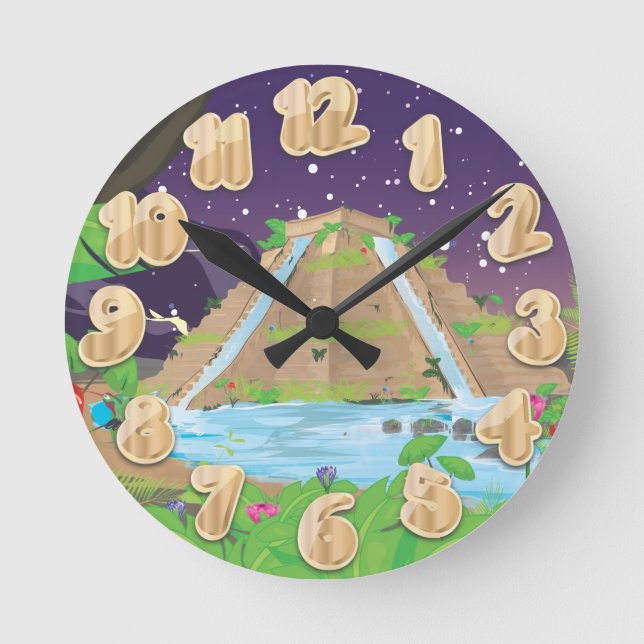 Die Hanggärten von Babylon Runde Wanduhr (Vorderseite)