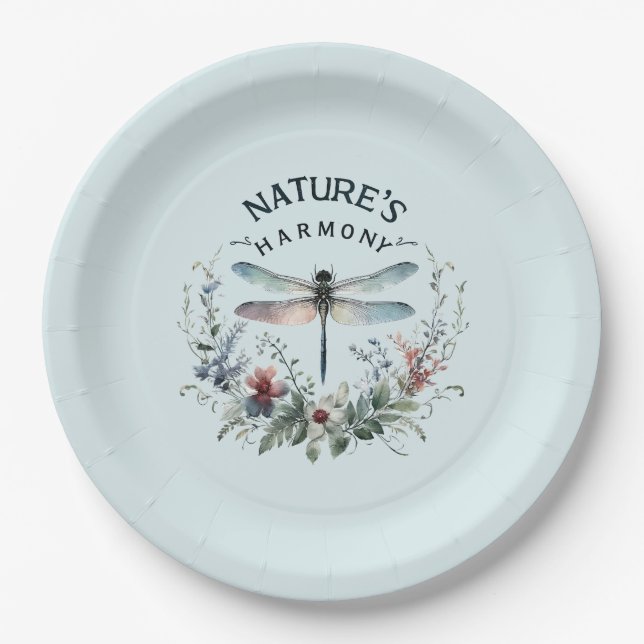 Die Harmonie der Natur - Künstlerische Libelle Pappteller (Vorderseite)