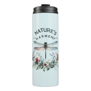 Die Harmonie der Natur - Künstlerische Libelle Thermosbecher