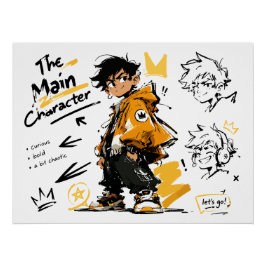 Die Hauptfigur Anime-Stil Coole Kunst Poster