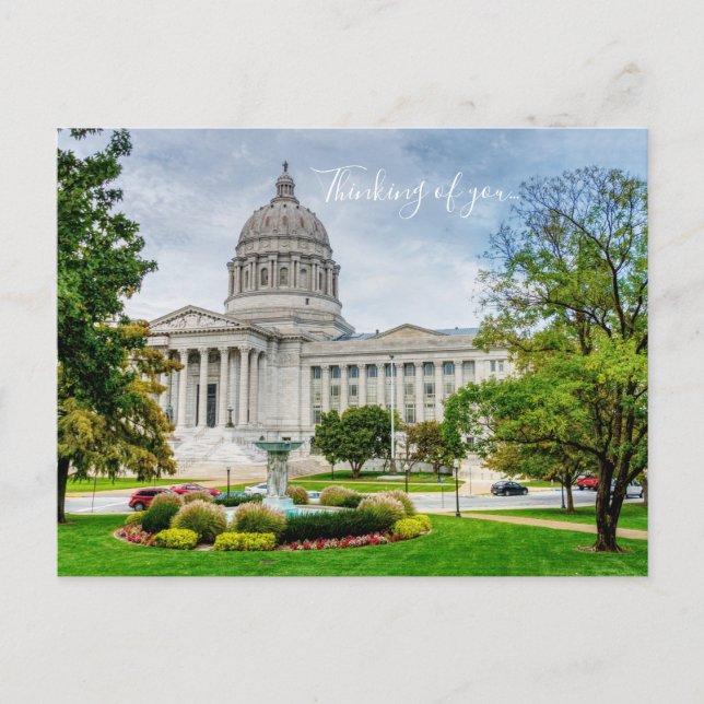 Die Hauptstadt von Missouri denkt an Sie Postkarte (Vorderseite)
