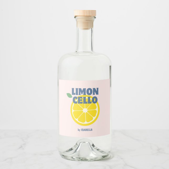 Die hausgemachte Liebe Limoncello ist eine moderne Alkoholflaschenetikett (Vorderseite)