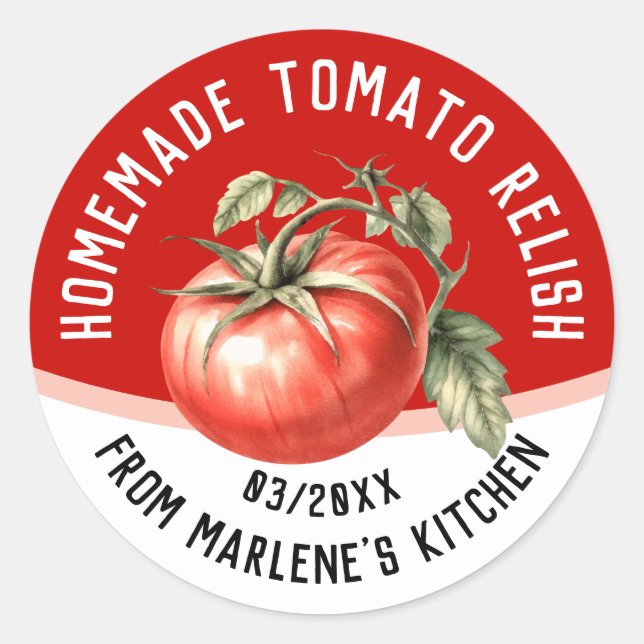Die hausgemachte Tomate mit roter Tomate Runder Aufkleber (Vorderseite)