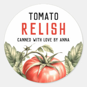 Die hausgemachten Tomato Relish Canning Konserven Runder Aufkleber