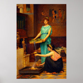 Die Hausgötter von John William Waterhouse Poster
