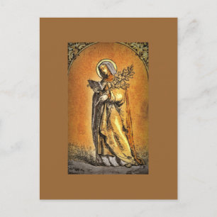 Die Heilige Brigid liest ihre Bibel Postkarte
