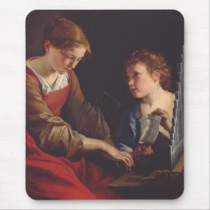 Die heilige Cäcilia und ein Engel von Orazio Genti Mousepad